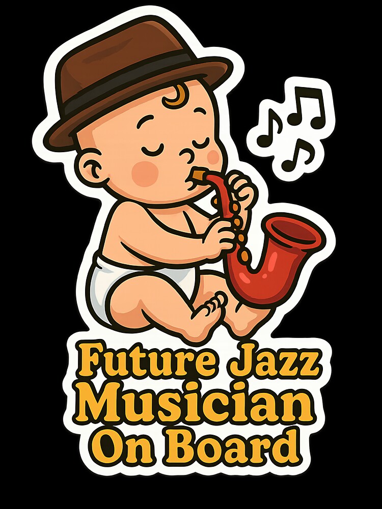 Future Jazz Musician Baby On Board Art by Trendy Sticker & Merch Collection - Express Yourself