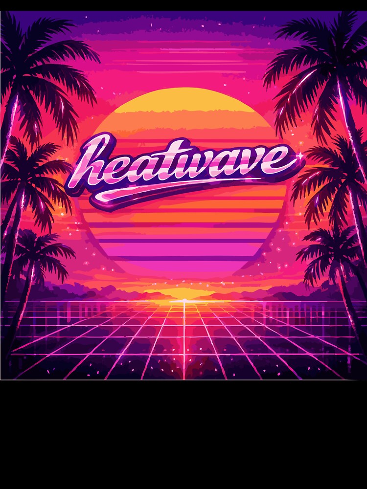 Heatwave – Retro Synthwave Sunset with Neon Grid  Palm Trees by DesignbyAnnaM