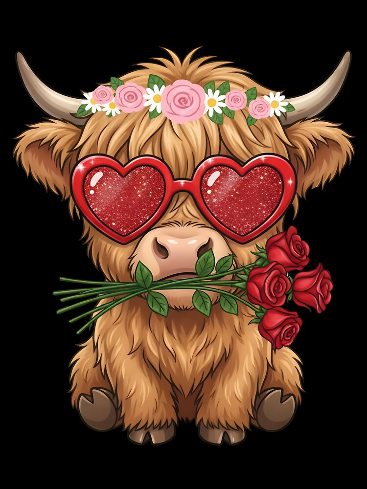 Highland Cow Valentine's Day Cute Valentine Highland Cow by KroghDs