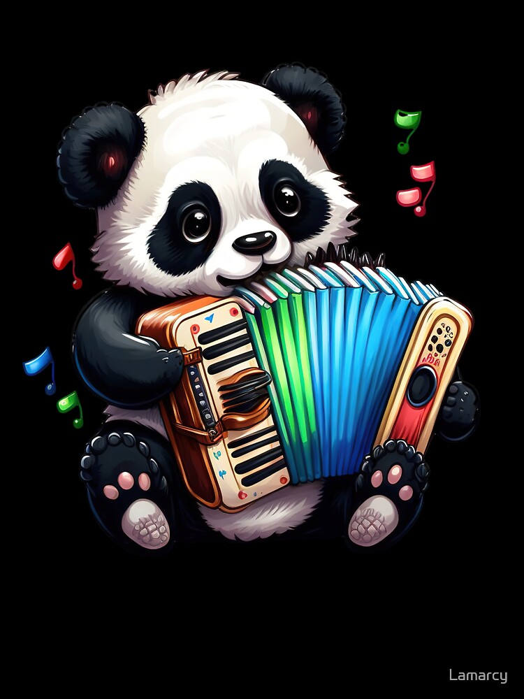 Adorable Musical Cartoon Panda with Accordion by Lamarcy