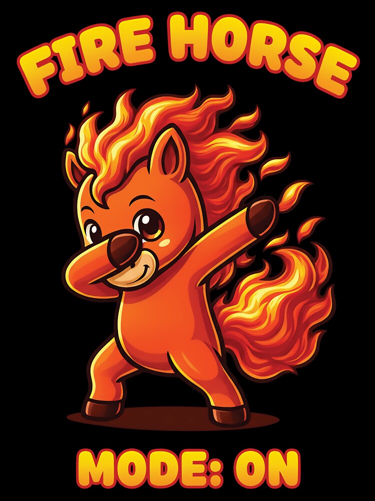 Fire Horse Mode – Cute Kawaii Flame Horse Illustration by NaturEdeN