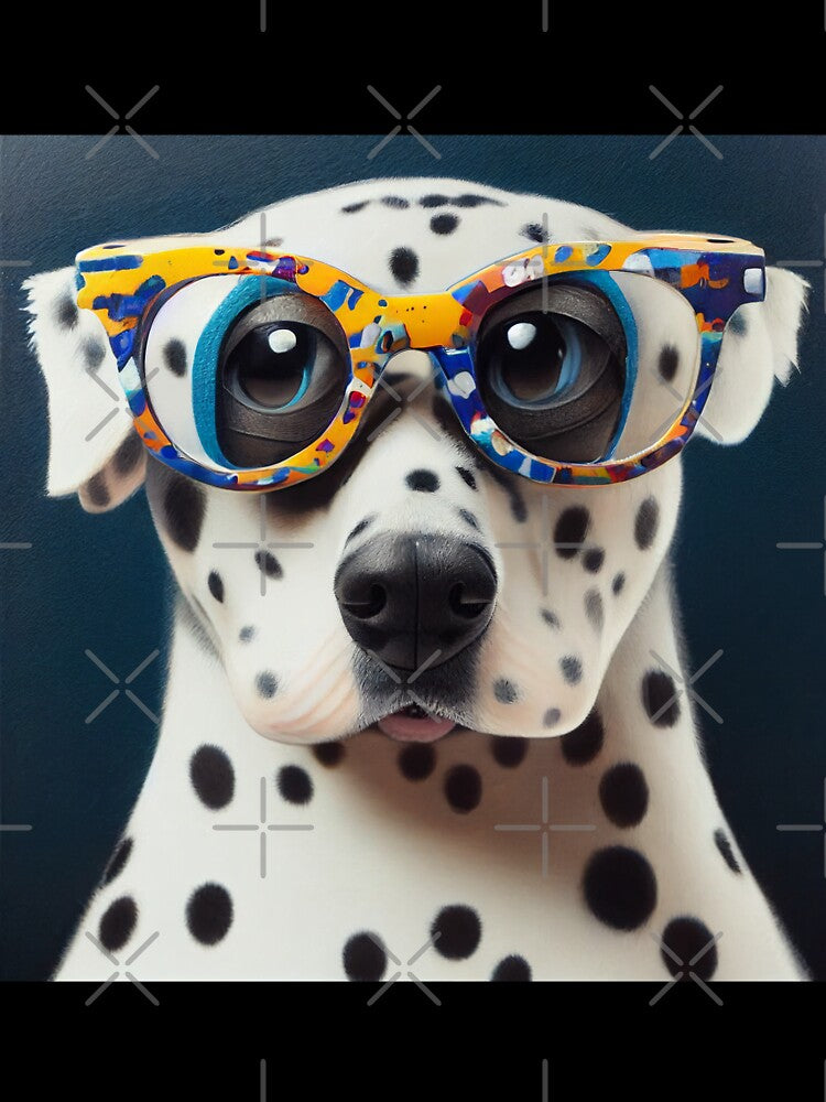 Dalmatian wearing colorful nerd glasses by Studiowatermars