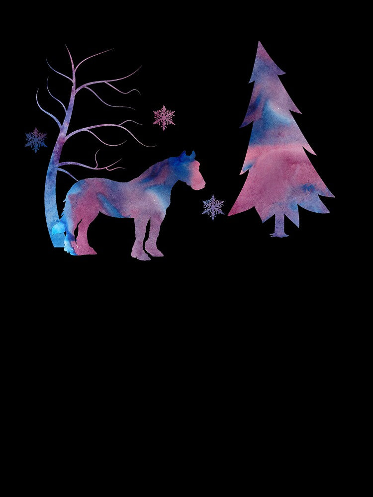 Horse Winter Art with Snowflakes Snow by BittenByErmines
