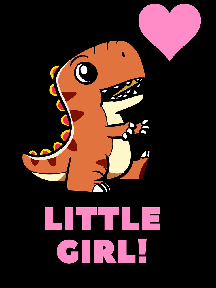 Little Girl Dinosaur Pink Heart by BoomBoomBaby