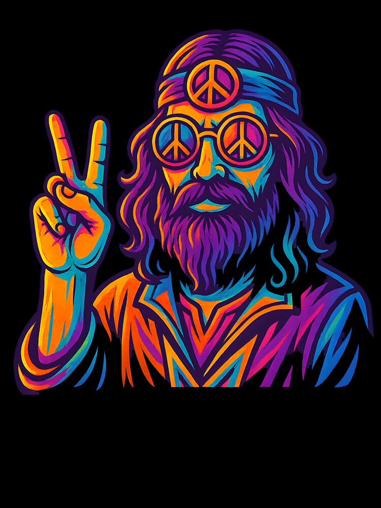 Neon Peace Groove Hippie Portrait by SigmaSoul