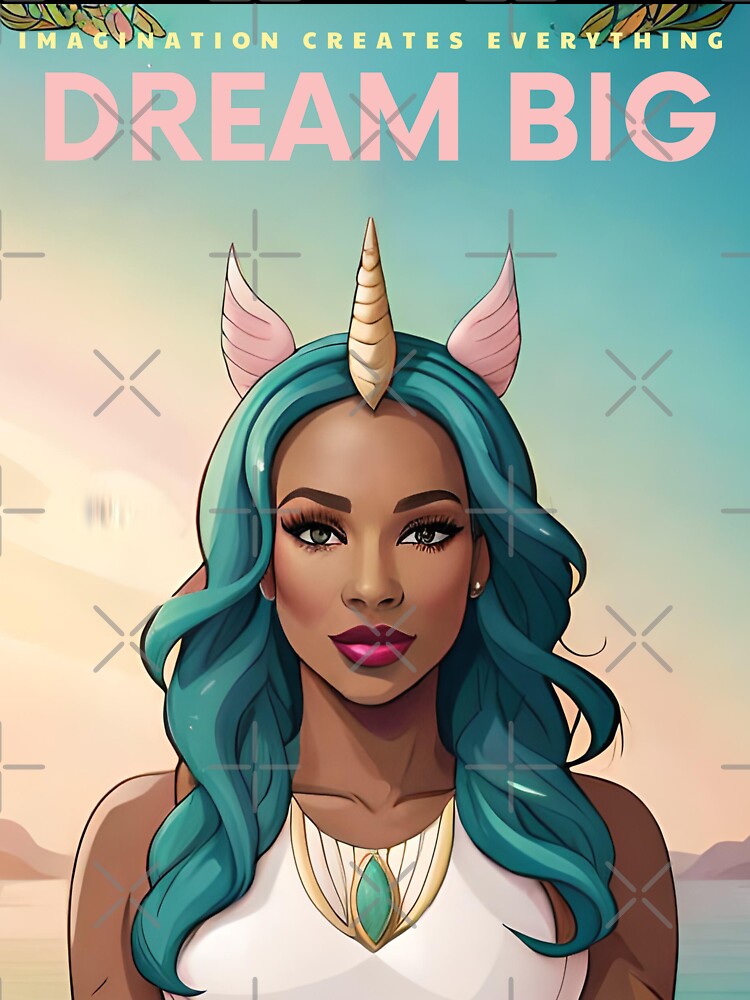 Glam Woman Dream Big Unicorn Imagination Creates Everything by Melan Designs