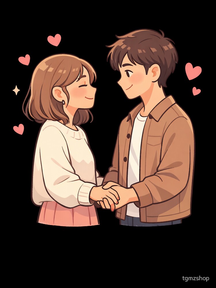 Cute Couple Holding Hands Sweatshirt Design, Romantic Heart Illustration Gift by tgmzshop