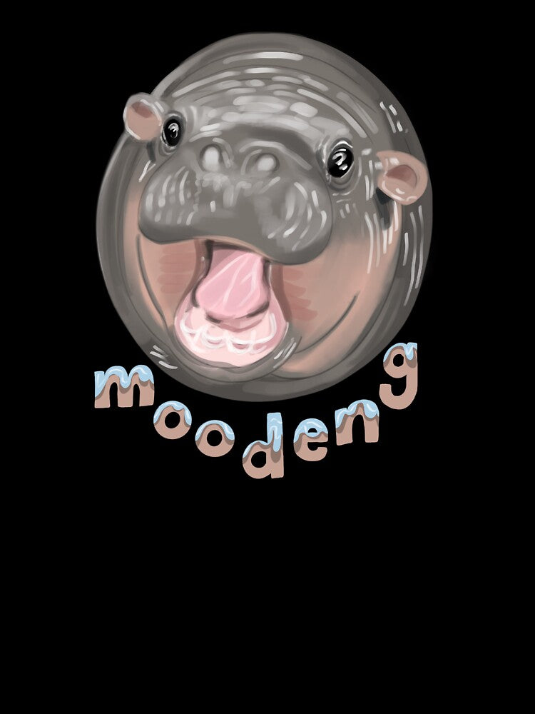 Cute Moo Deng baby hippo drawing by SpiritedArtwork