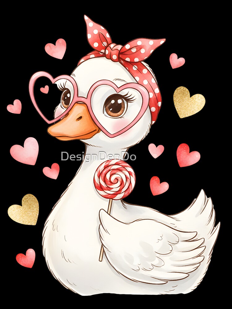 Retro Valentine Goose, Funny Valentine Goose, Pink Coquette Valentine Design, Cute Goose by DesignDenDo ⭐⭐⭐⭐⭐