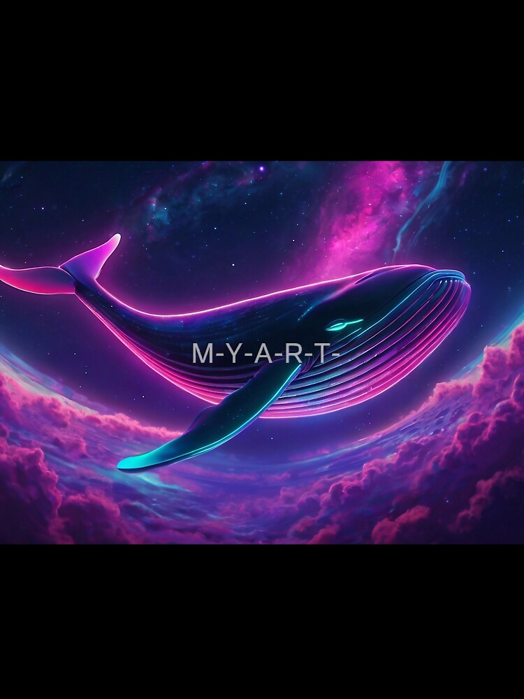 Neon whale floating in space by M-Y-A-R-T-