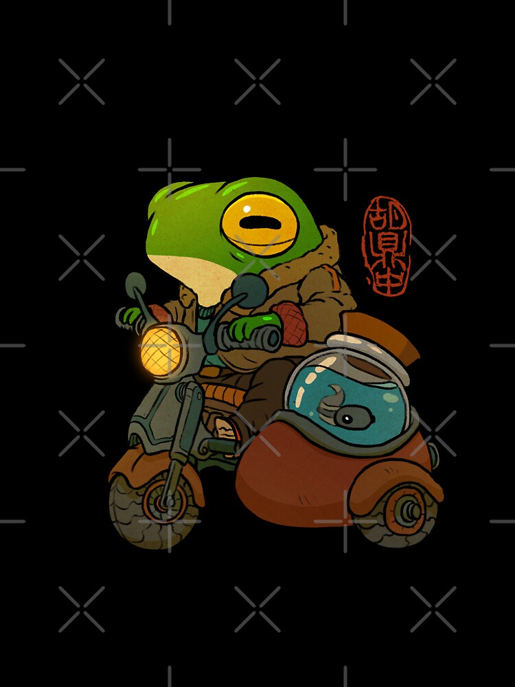 road trip motorcycle frog artwork asian style by DingHuArt