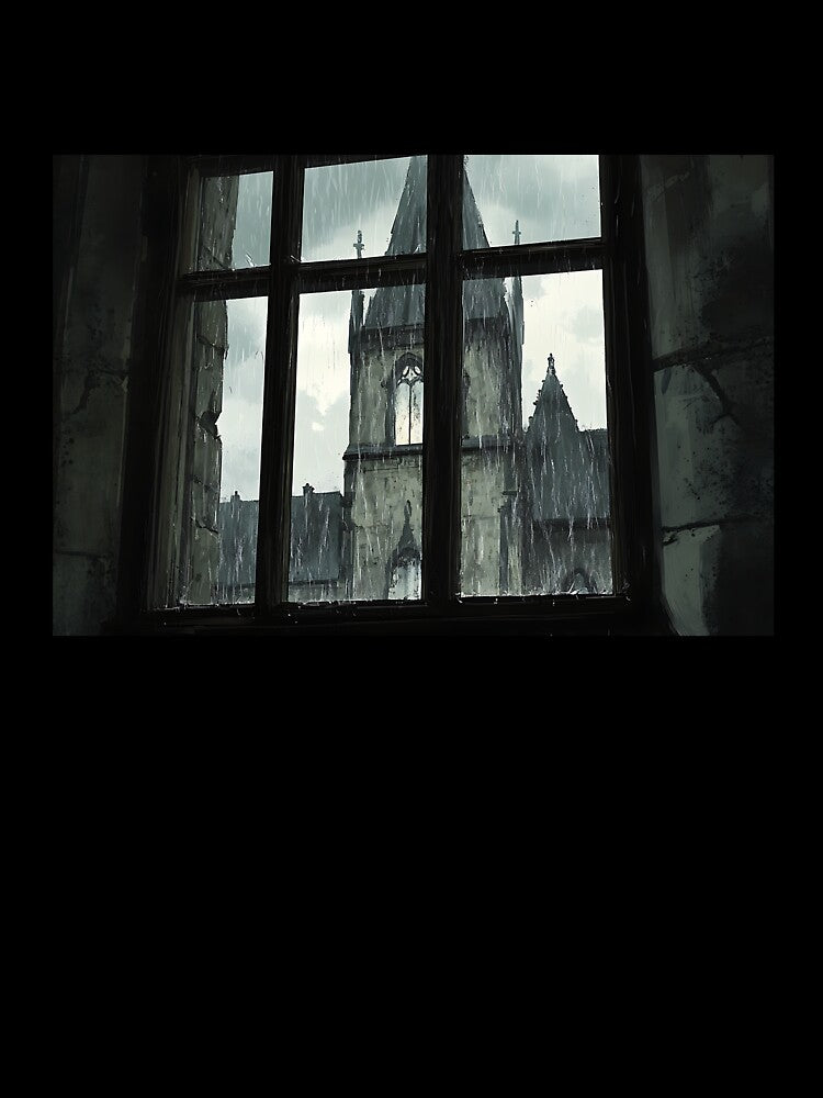 Dark Academia Aesthetic Art: Rainy Gothic View by bapupa