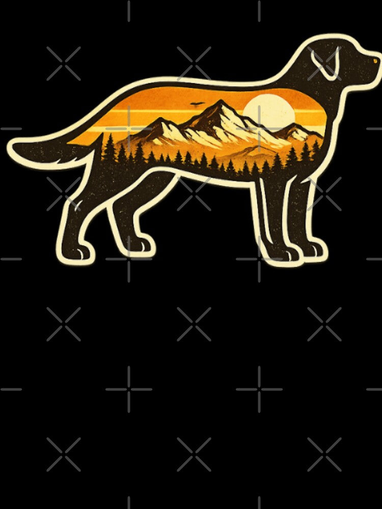 Hiking Labrador Silhouette – Retro Mountain Sunset Dog Sticker by PawPrintCustom