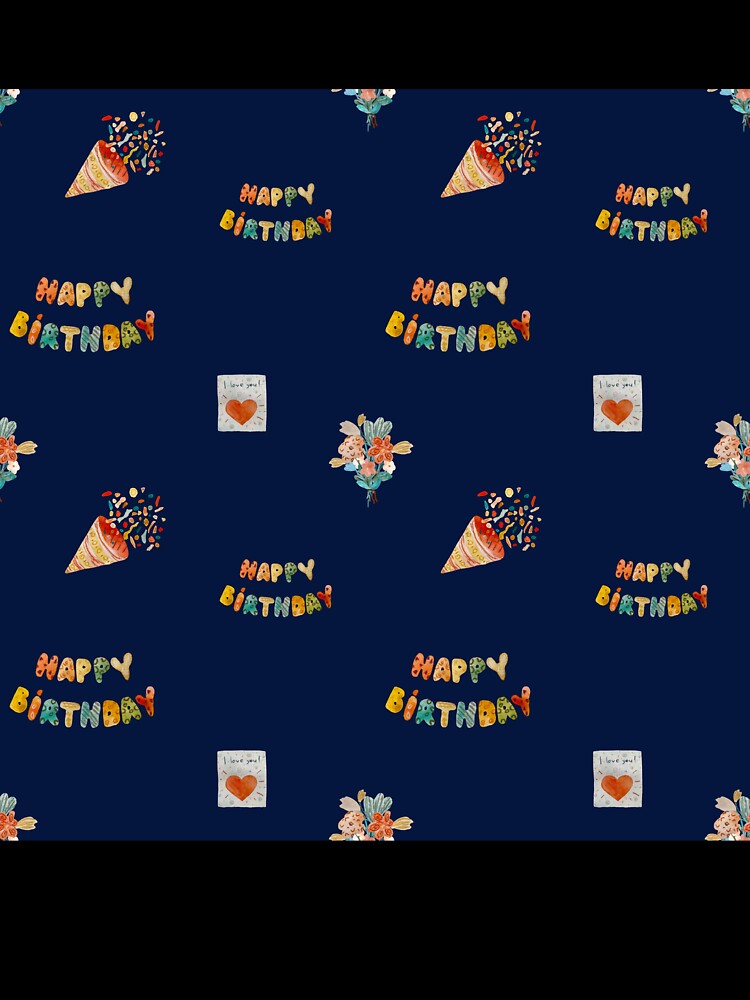 Birthday confetti sketch cute pattern a watercolor blue by Yana Mustafina | Boho Soulful Designs