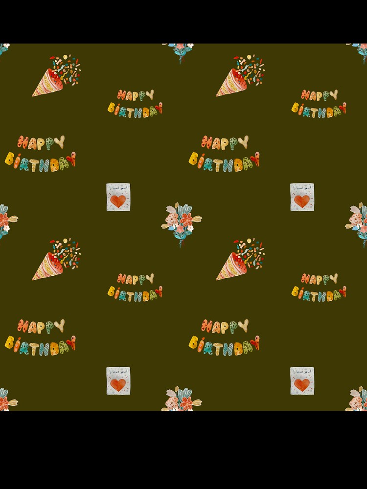 Birthday confetti sketch cute pattern a watercolor green by Yana Mustafina | Boho Soulful Designs