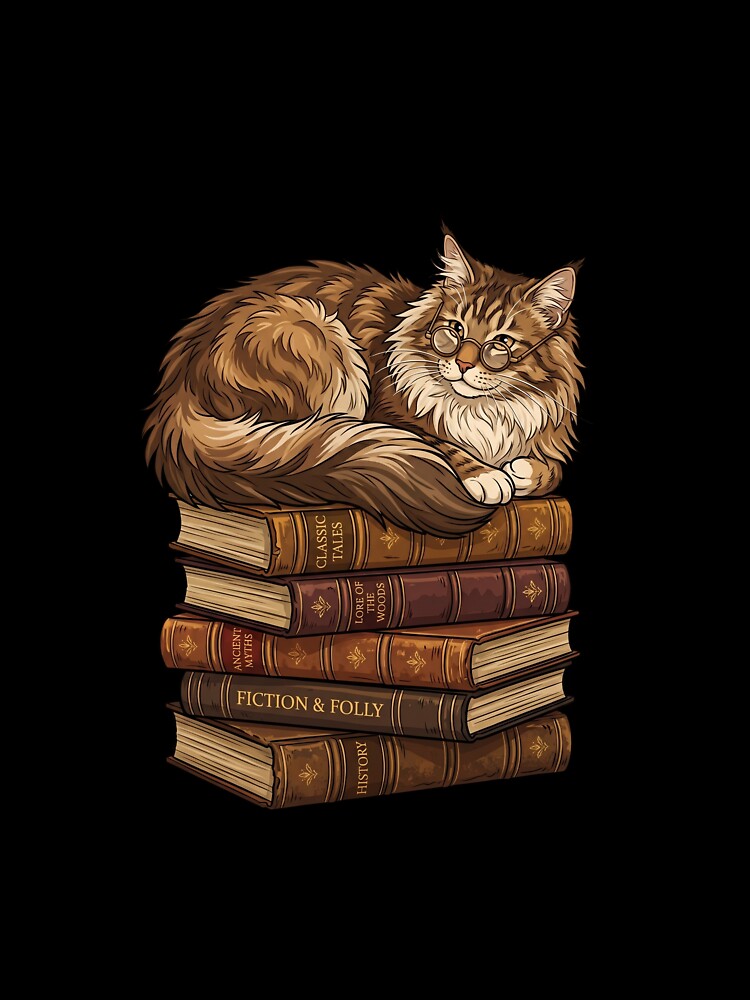 Maine Coon Reading Society Literary Bookworm Cat Mom by PictoVibe