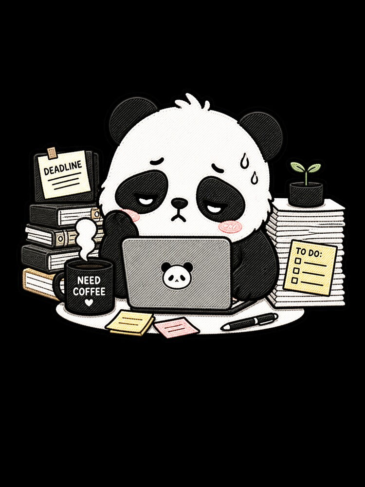 Work Panda Cute Kawaii Cartoon Design by ColorSplash123