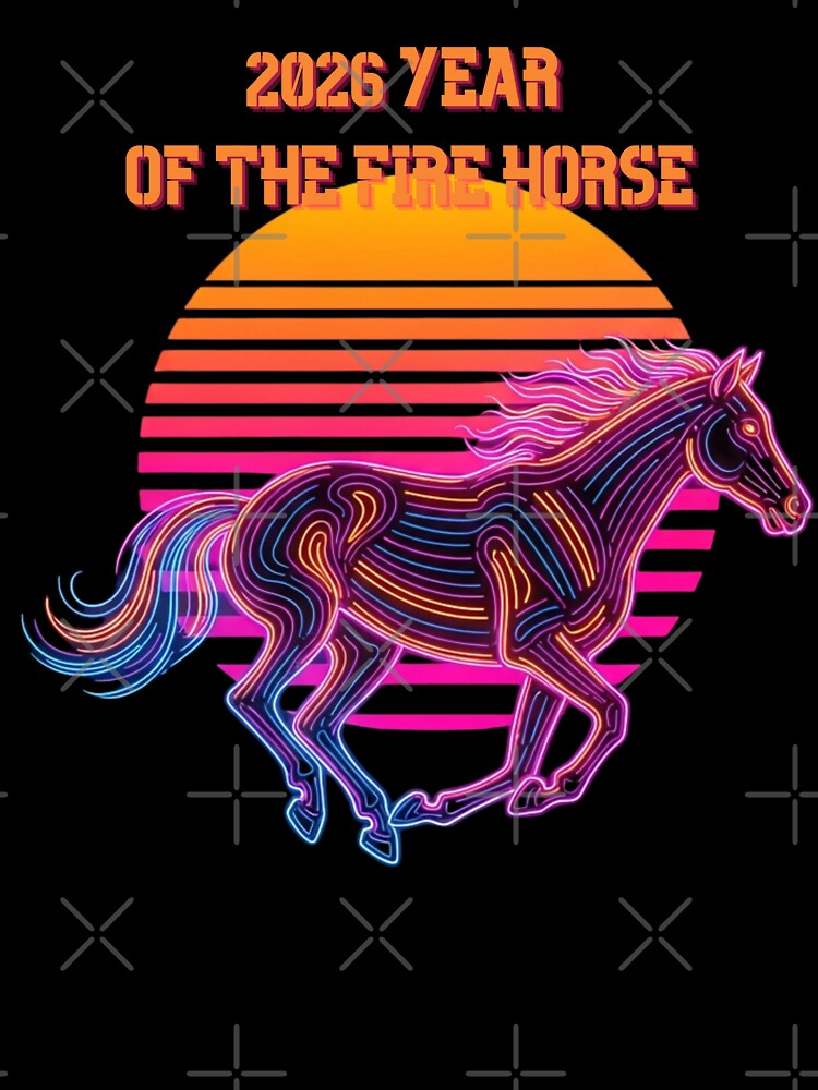 2026 Year of the Fire Horse – Neon Synthwave Retro 80s Aesthetic by Design_Your_Day