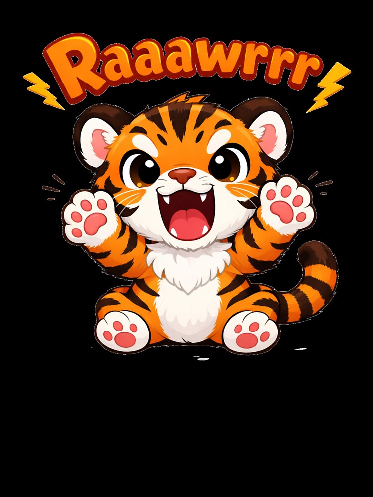 Cute Baby Tiger Cartoon with “Raaawrrr” Text by Sn1ver