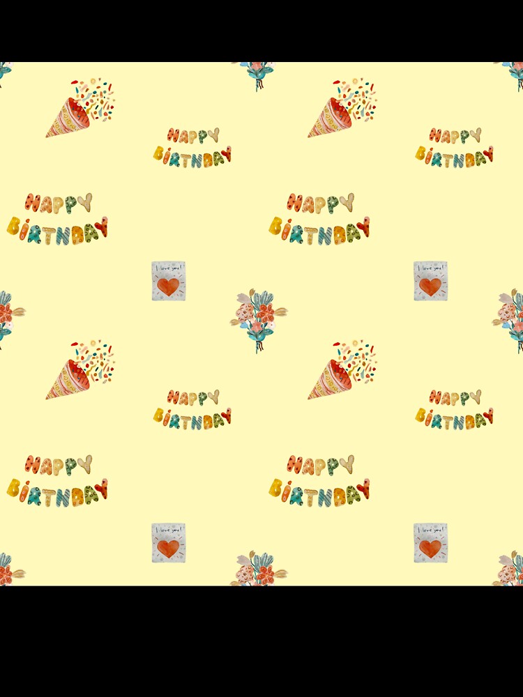 Birthday confetti sketch cute pattern a watercolor yellow by Yana Mustafina | Boho Soulful Designs
