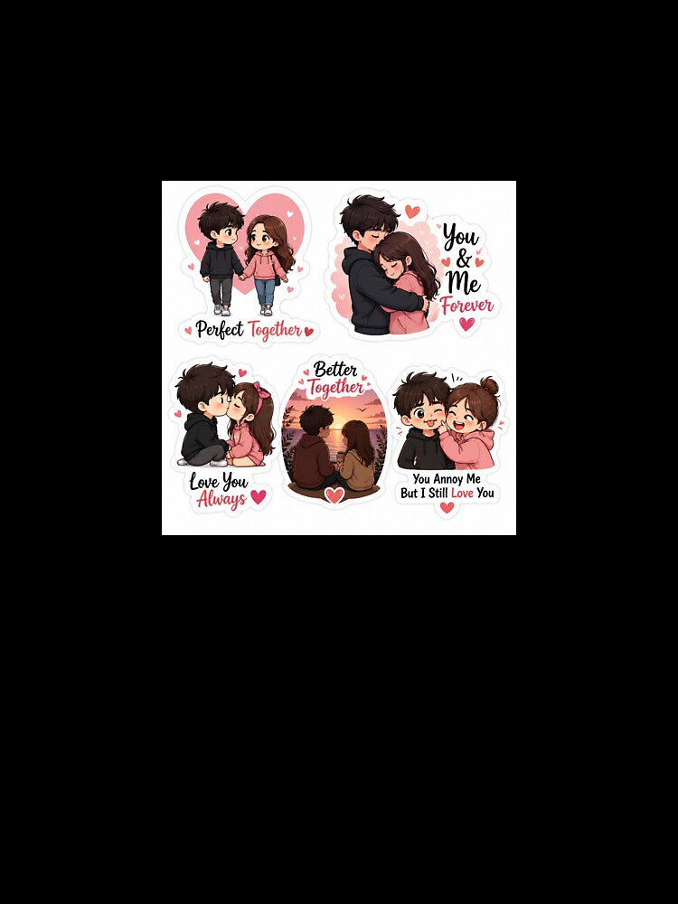 Cute Couple Love Sticker Pack | Romantic Chibi Couples | Perfect Together & You & Me Forever by Ishratparween11