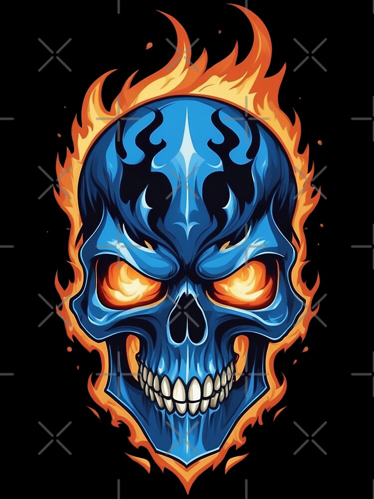 Blue Skull with Flames by OurGirlGertie