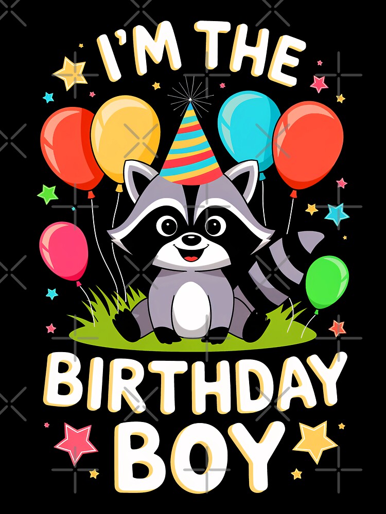 Funny Raccoon Birthday Boy Bday Boys Girls Kids by rafaeltto