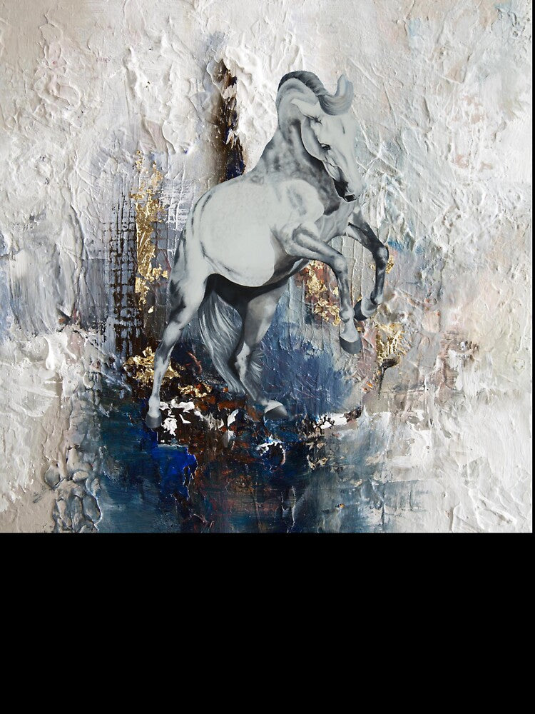 Horse Dressage Horse. Rearing Horse with Abstract background by Kathysartroom