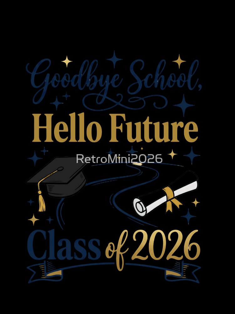 Goodbye School Hello Future Class Of 2026 Graduation Graduate Senior by RetroMini2026