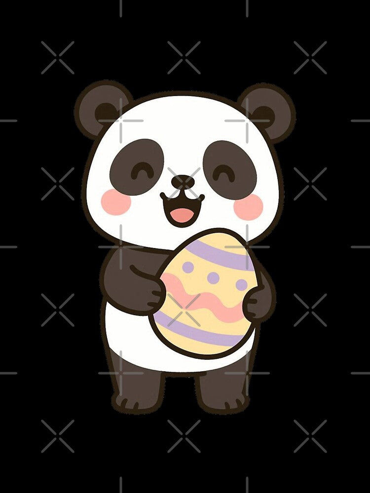 Happy Panda Holding Easter Egg – Cute Spring Animal Character by Confuzz1ed