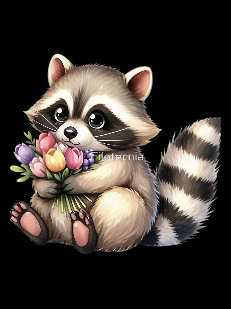 Cute raccoon with flowers by Filotecnia