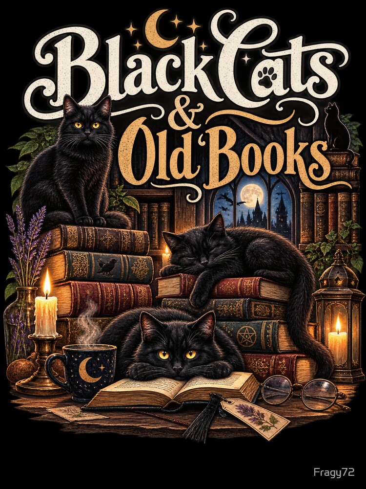 Black Cats & Old Books - Gothic Cozy Library by Fragy72