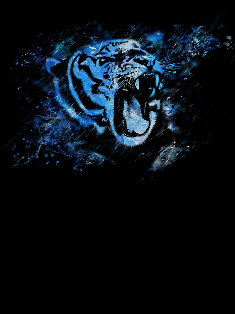 Tiger Abstract Design In Shades Of Blue by Heathermarie321