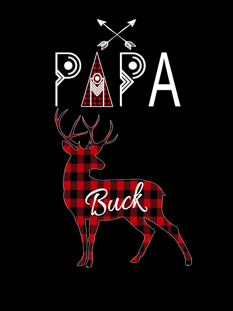 Papa Buck Deer Buffalo Plaid Family Christmas Camping Holiday Gift by Sapphire Star
