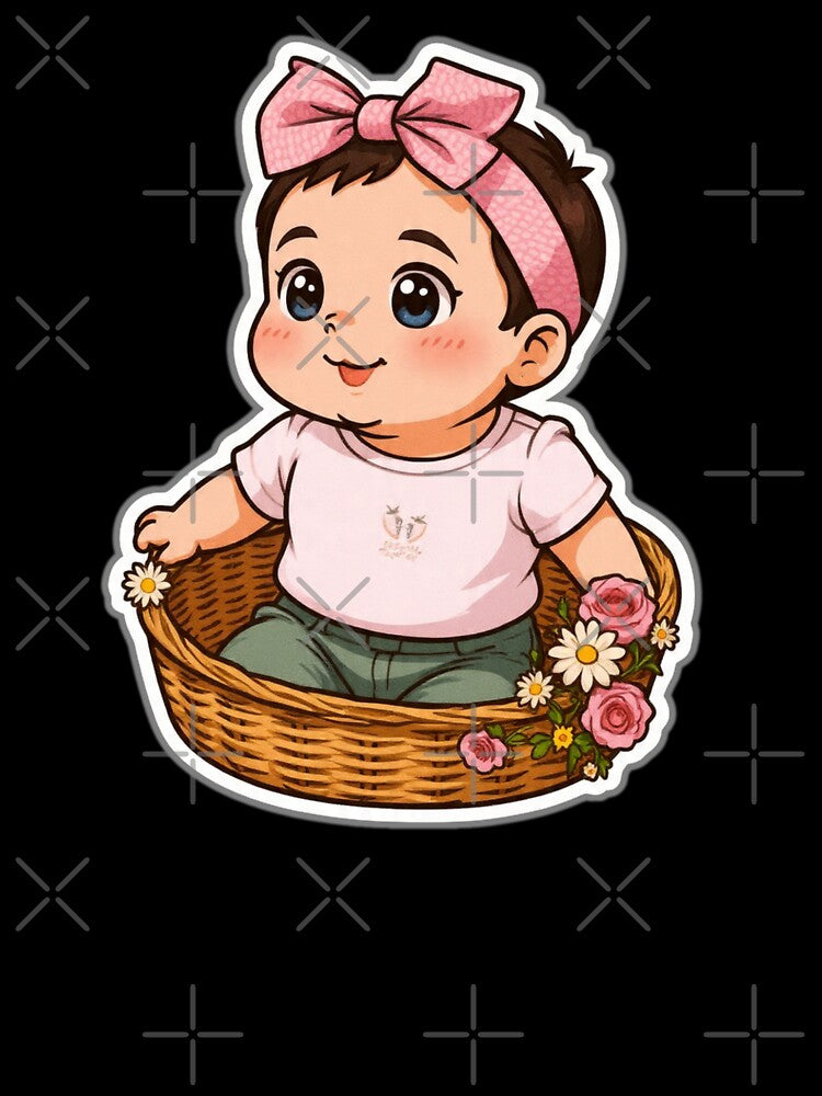 Cute Baby Girl Floral Basket Sticker by CozyBlobStudio
