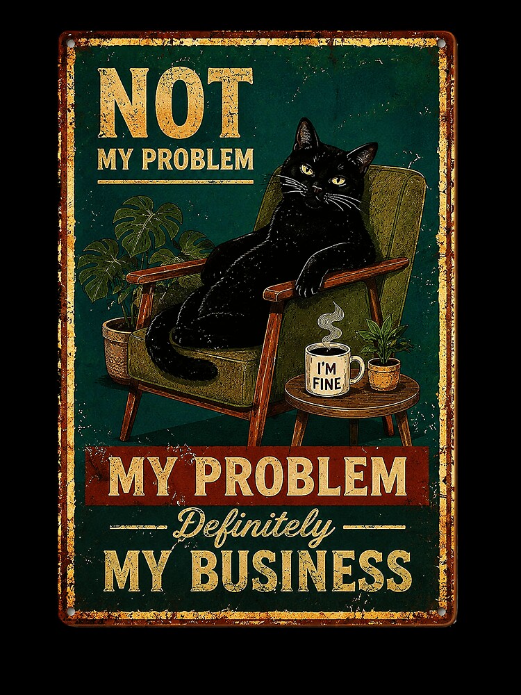 Relaxed Black Cat Retro Sarcastic Quote Lounge by eliramaison