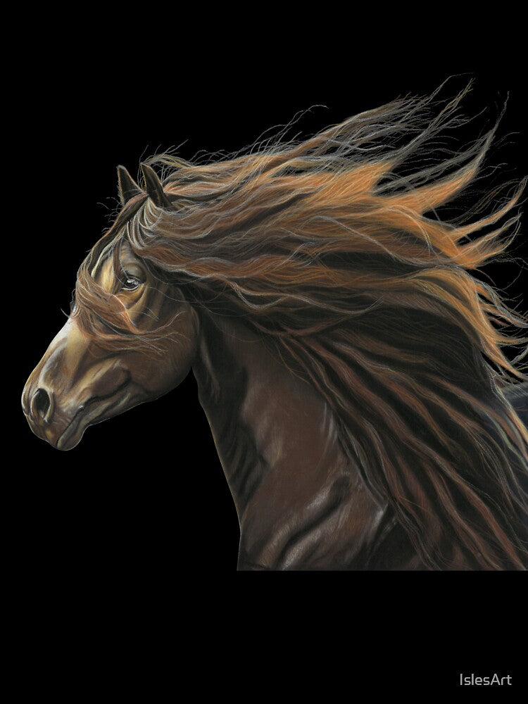 Beautiful Horse art blue background - Equestrian art - horse lover by IslesArt