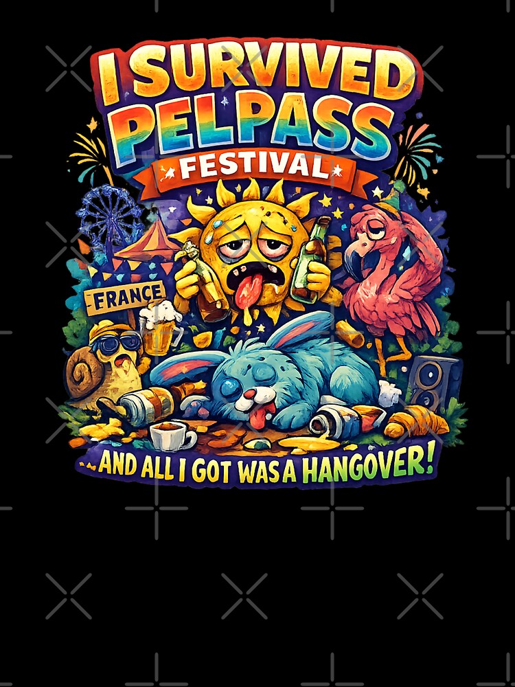 I Survived Pelpass Festival France Funny Hangover T-Shirt | Festival Party Graphic Tee | Colorful Music Festival Art by Sushikidsntod