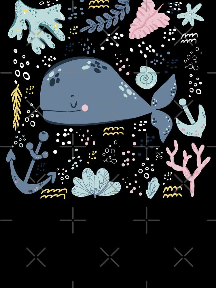 Cute Whale Underwater Doodle by KrisSidDesigns