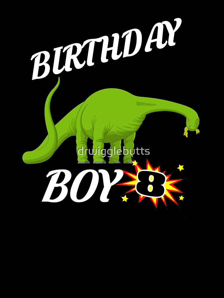 8 Years Old Birthday Design Brontosaurus GifDesign by drwigglebutts