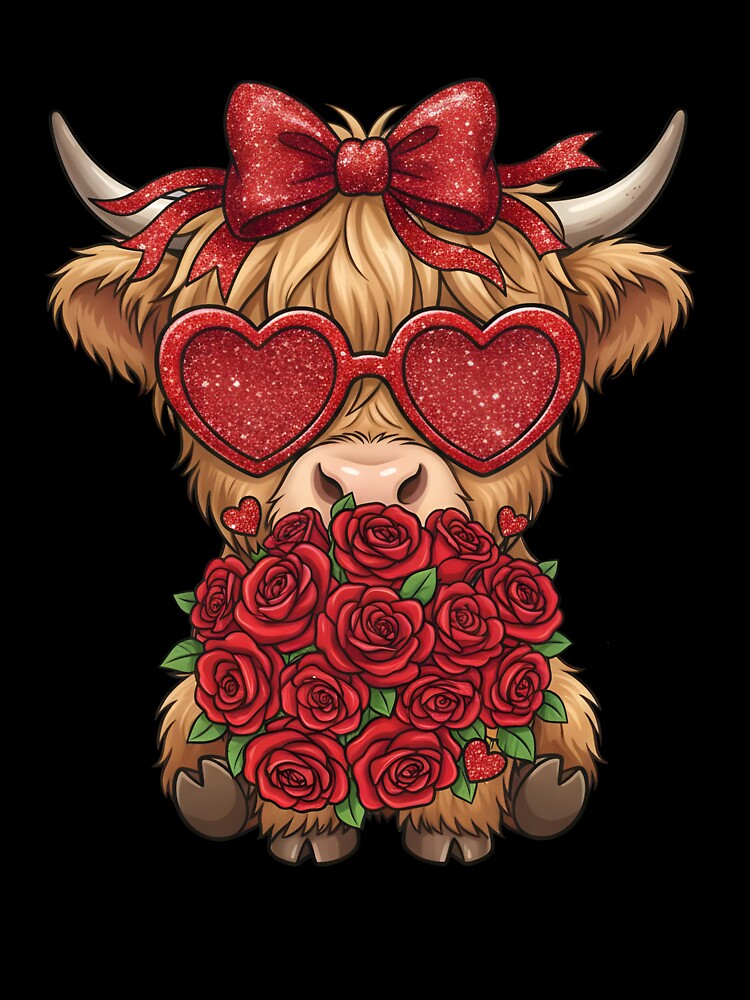 Valentine Highland Cow Heart Sunglasses Valentine by KroghDs