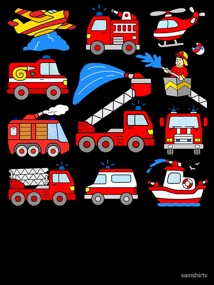 Firetrucks Fire Engines Firefighter Trucks for Kids by samshirts