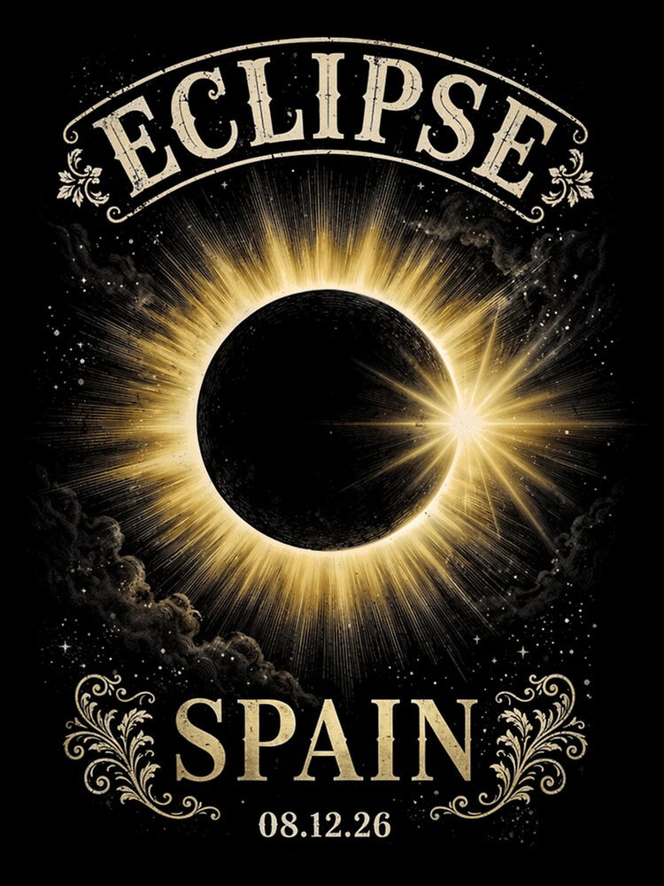 Eclipse Spain 2026 Solar Eclipse Vintage Celestial by Zizo-DR44