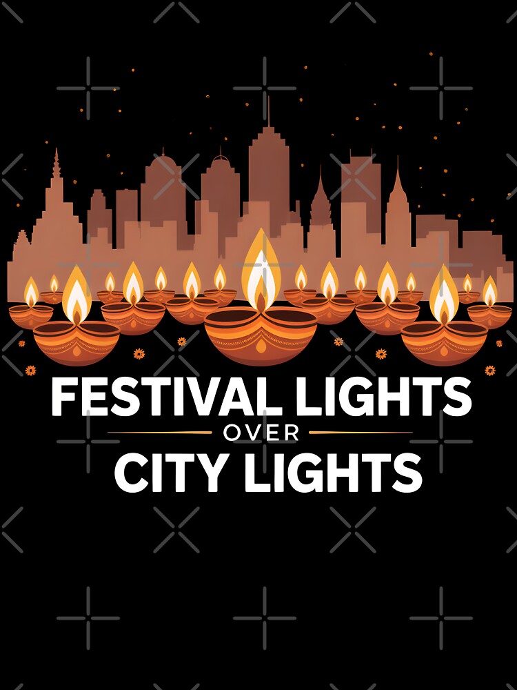 Festival Lights Over City Lights – Diwali Skyline Design by Jollys-ArtShop