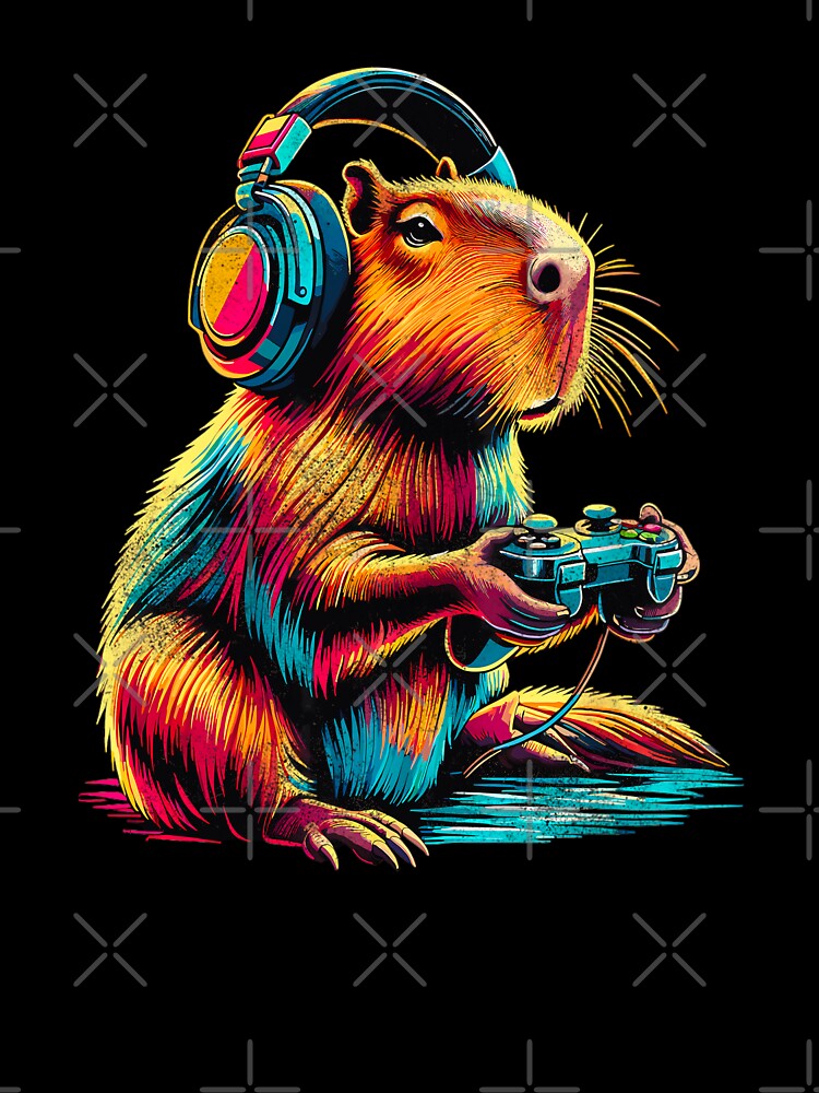 Capybara Gaming - Funny Gamer Capybara Design by JesterKrewArt