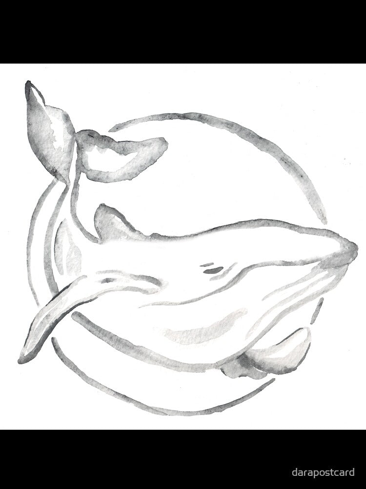 Watercolor gray whale painting by darapostcard