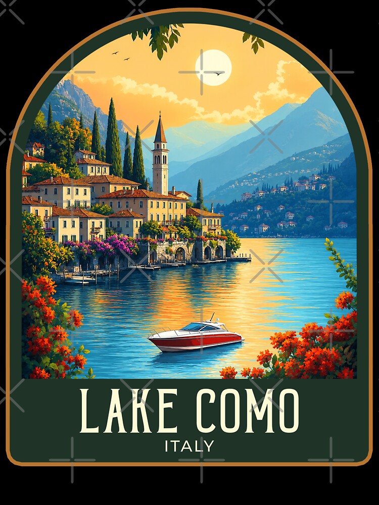 Lake Como Vintage Travel Illustration by HomeLivingCo