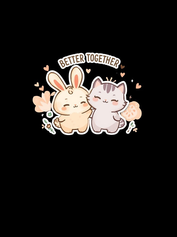 Better Together - Bunny Cat Couple Valentine Sticker by OrikuStudio
