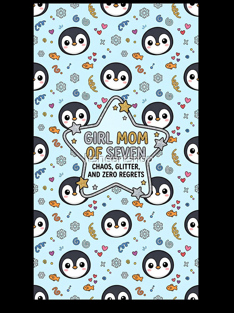 Girl Mom of 7 Cute Penguin Pattern by Itsheartshop