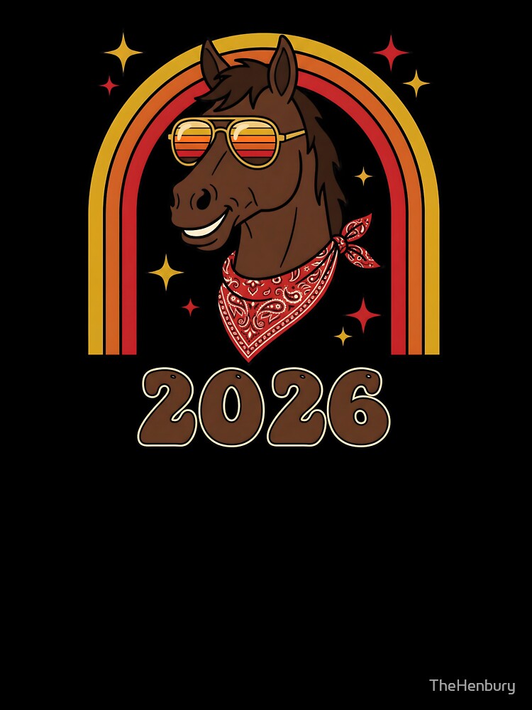 Retro Groovy 2026 Year of the Fire Horse Disco Shirt by TheHenbury